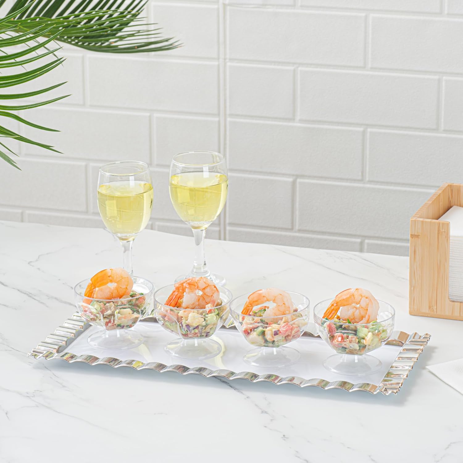 Restaurantware-Mini Serve 3 Ounce Footed Serving Bowls, 100 Disposable Dessert Bowls - Round, Elegant, Clear Plastic Party Bowls, Serve Appetizers, Desserts, For Weddings, Parties, And More