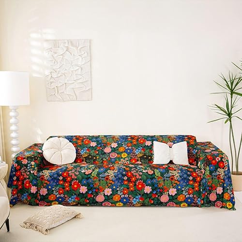 Vista 19 de Erosebridal Funda de sofá con diseño de mariposas de 71 x 102 pulgadas, antideslizante, diseño de girasol, valla de madera, bonito diseño floral
