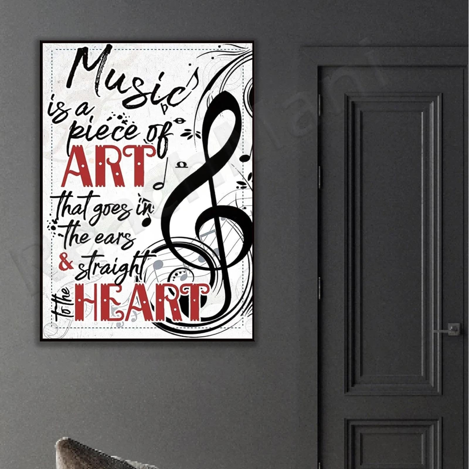 BMGKYAGL POSTER CON CITAZIONE MUSICALE, POSTER DI ARTE MUSICALE, REGALO PER INSEGNANTE DI MUSICA E PIANOFORTE, DIRETTORE DI BANDA, POSTER MUSICALE, 50x70cmx3 cornice