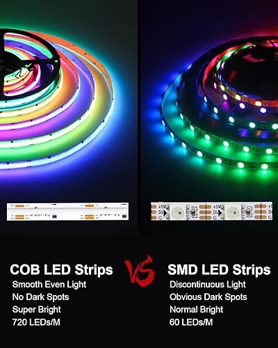 Miniatura 5 de ALITOVE COB - Tira de luces LED direccionables RGB IC WS2811 12 V, tira de luces LED de 16.4 pies, 3600 LED, programable, digital, flexible, para