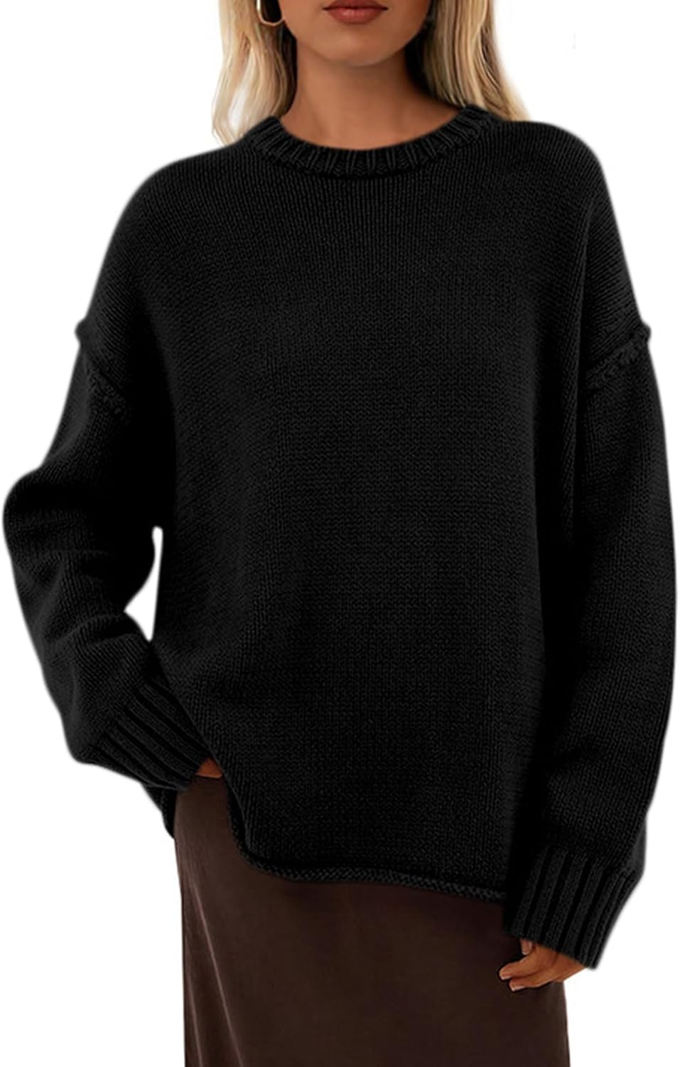 NALANISA Oversized Sweaters for Women Fall 2025 Casual Long Sleeve Crewneck Knit Cozy Lightweight Pullover Sweater Jumper Top