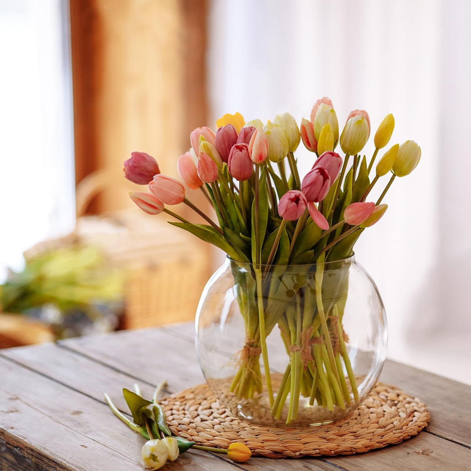 10 Pcs Fake Tulips Tulips Artificial Flowers Real Touch Fake Flowers Artificial Flower Bouquet for Home Table Party Wedding Decoration(Light Purple)