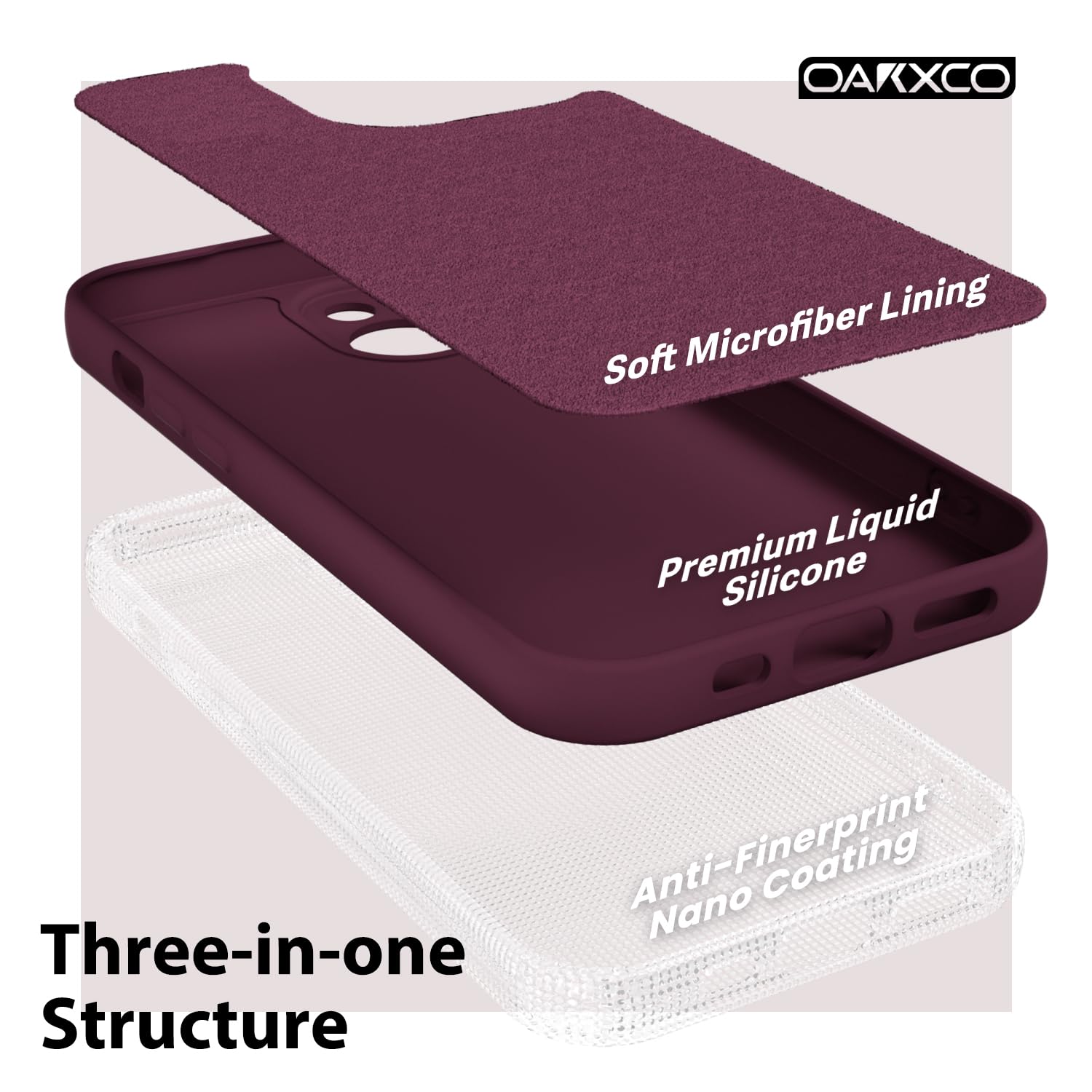 oakxco for iPhone 17 Pro Max Phone Case Liquid Silicone, Cute Thin Slim Grip Soft Rubber Gel for Women Men, Smooth Matte TPU Plain Solid Color Girly Simple Case with Camera Cover, Light Pink — view 1500