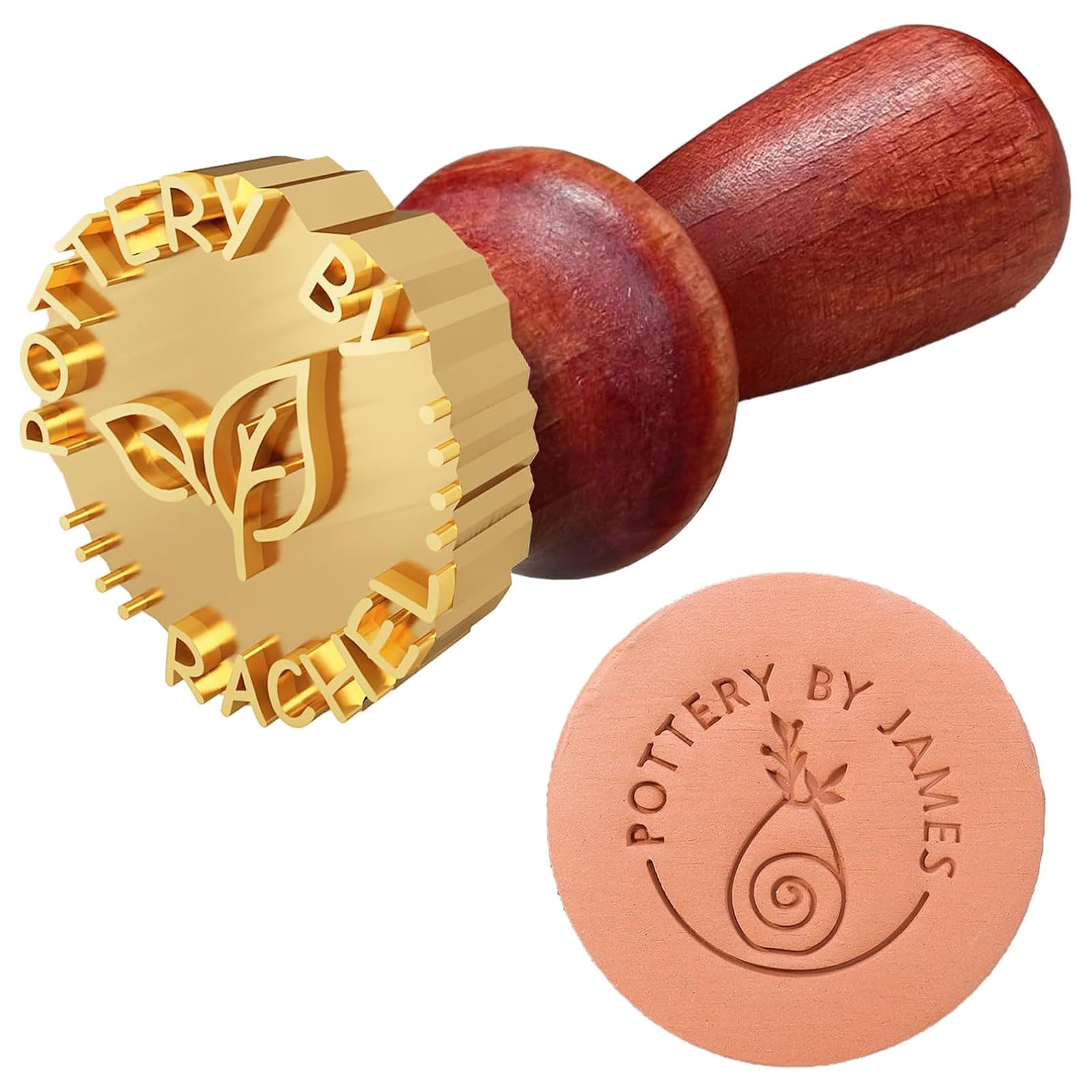 esmen Tampon en argile avec logo personnalisé pour personnaliser et créer des impressions uniques avec votre logo fabriqué à la main pour les amateurs de poterie Cadeau pour argile Tampon personnalisé