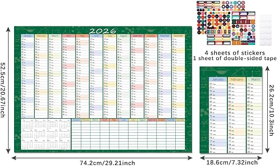 Year Calendar for Wall Schedule Tracking Planner