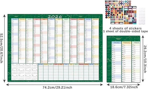 Year Calendar for Wall Schedule Tracking Planner
