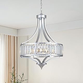 Modern Chrome Crystal Chandelier, 20 Inch Large Ceiling Pendant Light Fi...