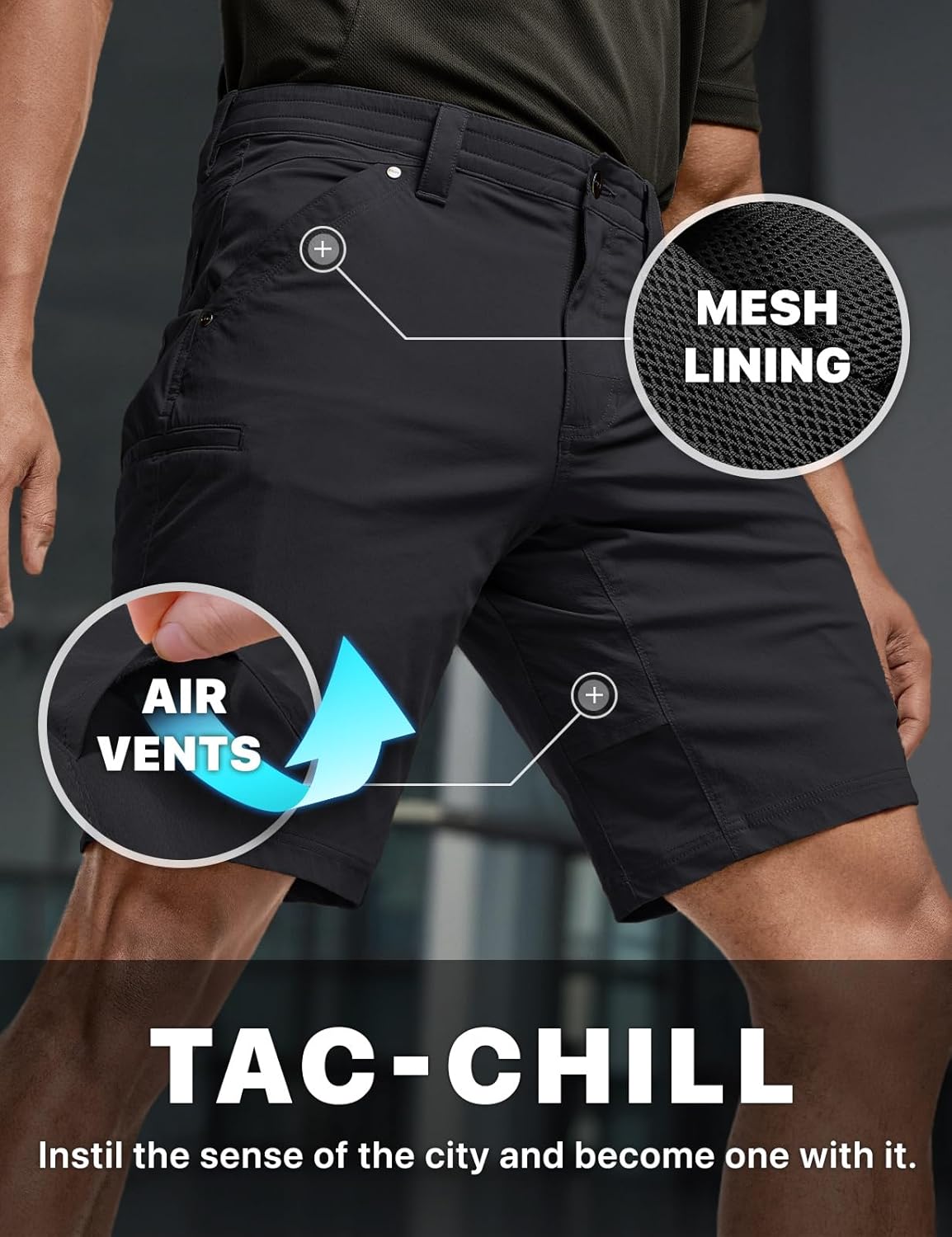 CQR Men's Stretch Utility Shorts, Lightweight Quick Dry Casual Shorts, Hiking Golf Cargo Shorts with Zipper Pockets - Image 6