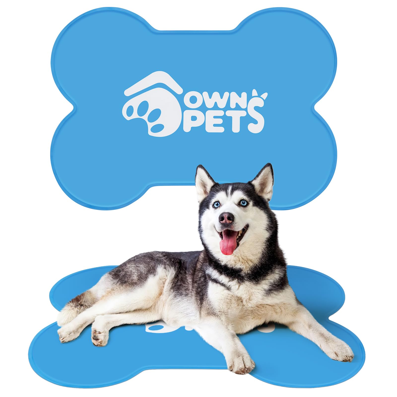 Ownpets Tappetino refrigerante in gel per animali domestici, 100 x 71 cm, non necessita di acqua, tappetino per ghiaccio in tessuto Oxford, per cani e gatti, durevole e atossico (blu)