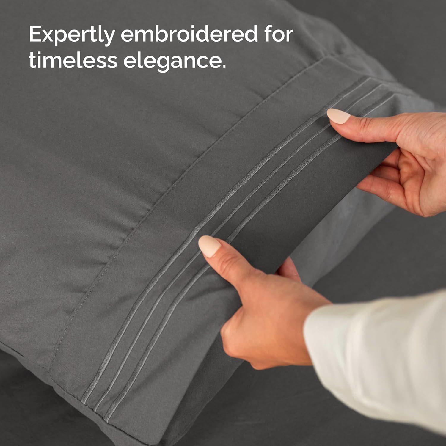 6 Piece Charcoal Queen Size Bed Sheet Set + 2 Extra Pillowcases Bundle – 21” Extra Deep Pockets – Flat Sheet 95 x 102, Fitted Sheet 60 x 80 and 6 Pillowcases 20 x 30 – Oeko-TEX Queen Size Fitted Sheet