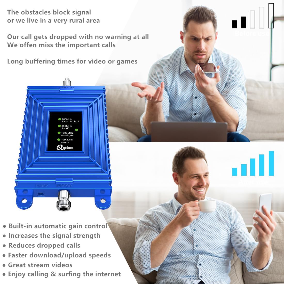 Cell Phone Booster Cell Signal Booster For Home Support All