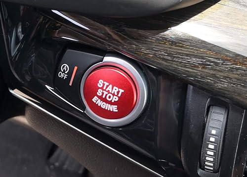 Miniatura 6 de iJDMTOY (1) Cubierta de botón de arranque de aluminio rojo inspirado en deportes de carreras, compatible con BMW Serie 1, 2, 3, 4, 5, 7, X1, X3, X4,