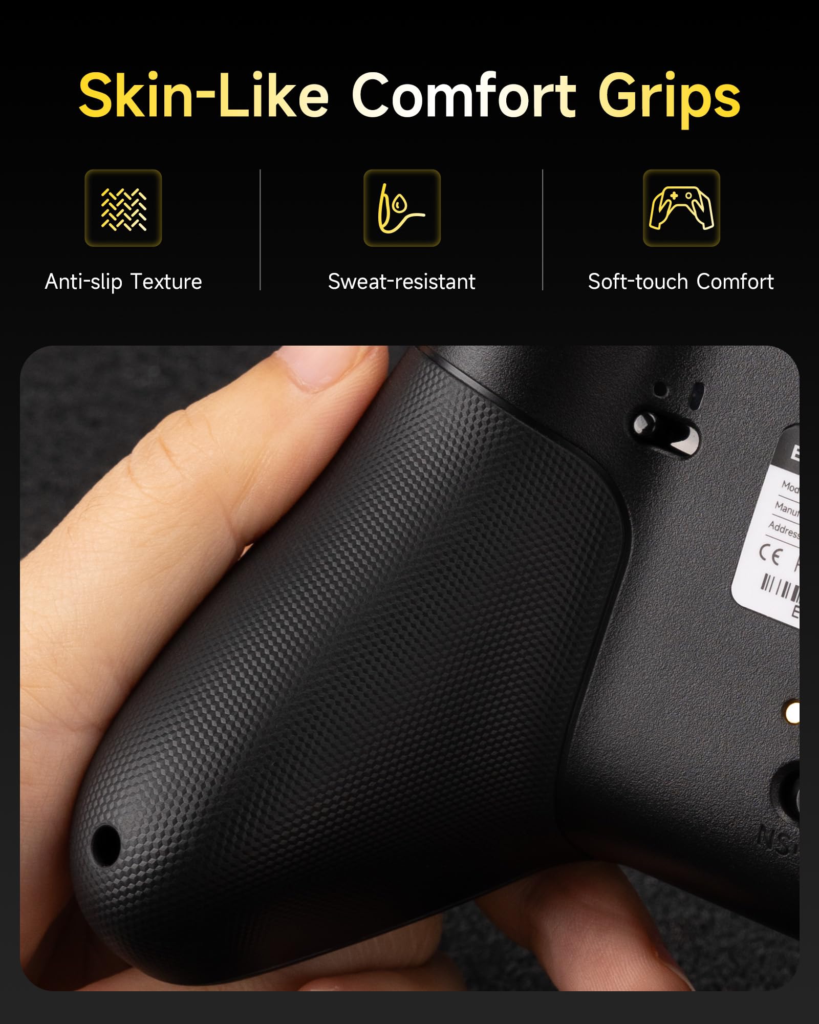 EasySMX X05 Pro Wireless Controller for PC Ergonomic Skin-Like Grip, Quiet-Touch Low-Noise Buttons, 1000mAh Battery, Dual Triggers, Hall Joysticks, 2 Programmable Buttons, RGB, with Charging Stand — view 6
