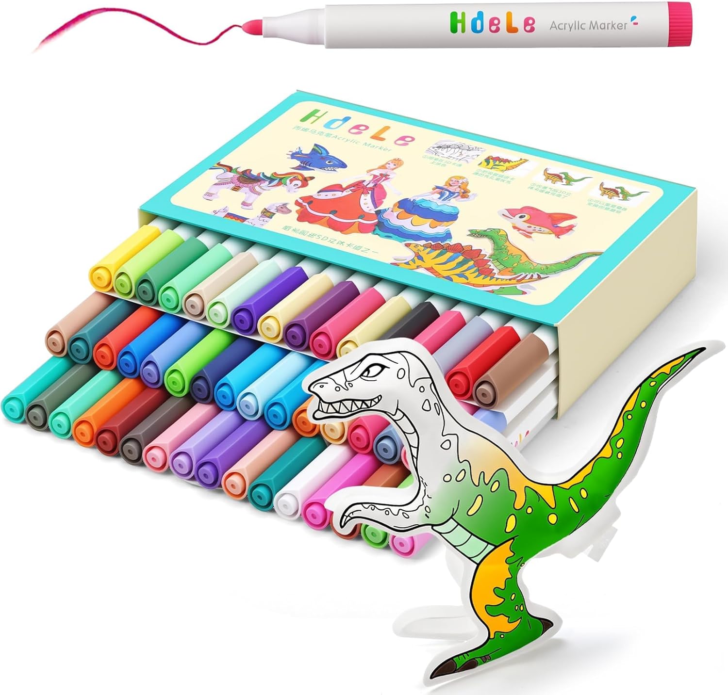 JRQ Acrylic Paint Markers, 48 Color Markers for Kids Ages 4-12, Non-Toxic Art Pens for Fabric, Paper, Plastic, Travel Drawing Kit, Christmas & New Year Gift, Easter Painting Kit