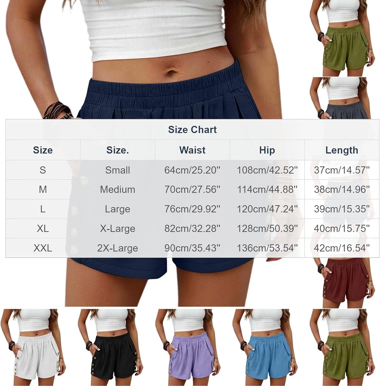 Linen Shorts for Women Cotton Linen Short High Waisted Lightweight Short Side Button Beach Vacation Outfits Pockets