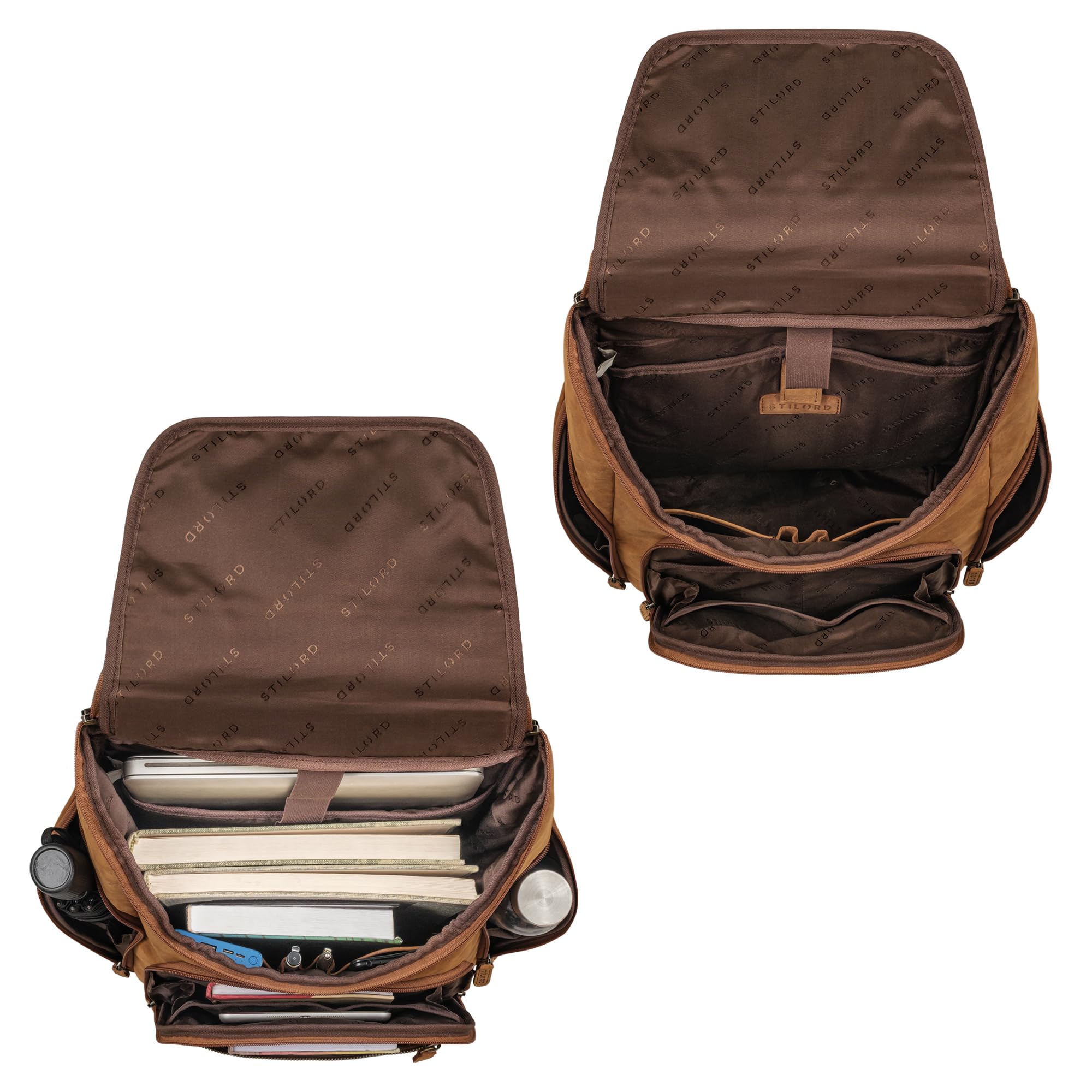 STILORD 'Reggie' XL Mochila Hombres Portatil 15-17 Pulgadas Cuero Hombre Macuto Transpirable Grande Bolso Bandolera Piel Vintage para Maleta y Viaje