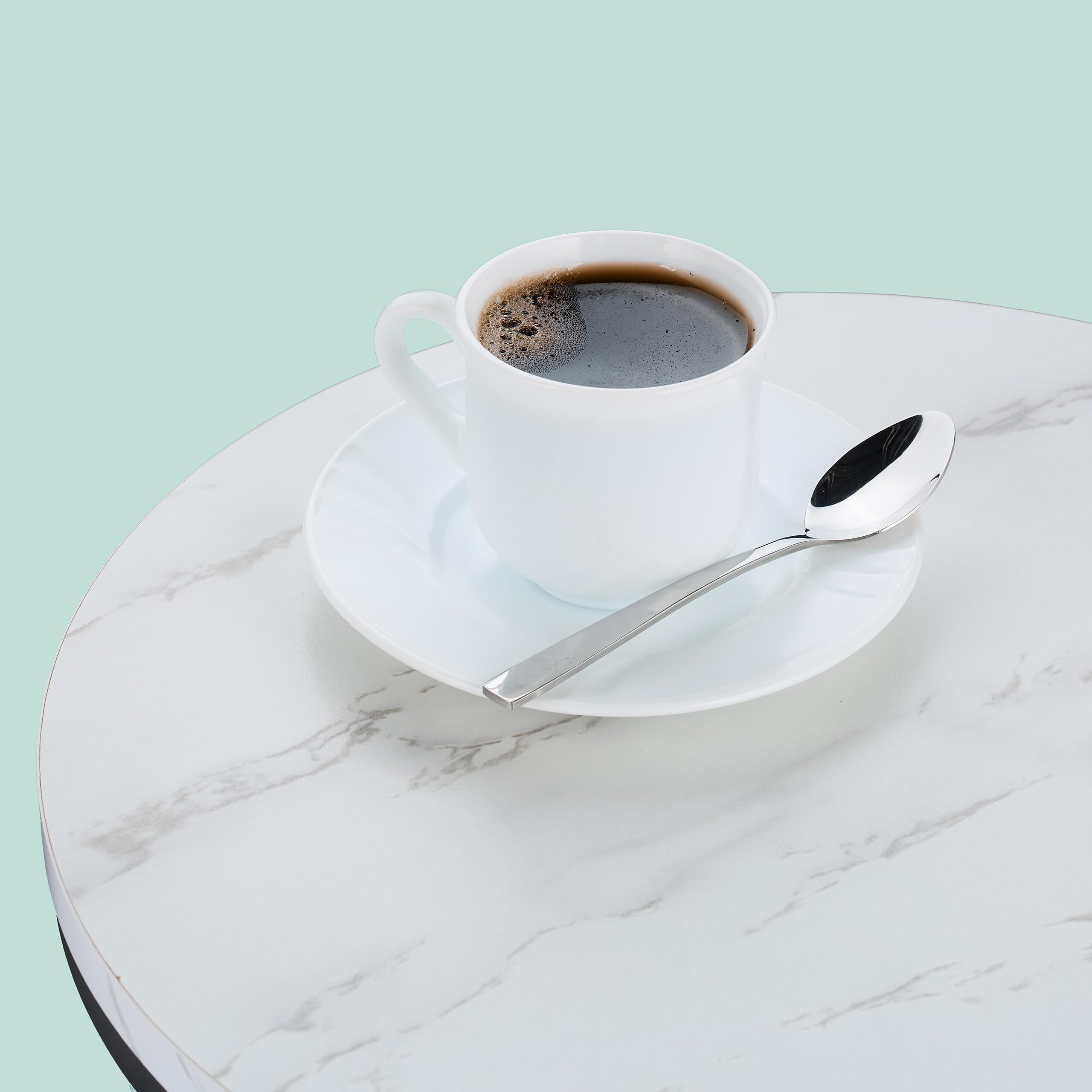 Relaxdays Table d'appoint, 2 Plateaux Aspect marbre, métal et MDF, H x D : 57 x 40 cm, pour Le Salon, Blanc et Noir