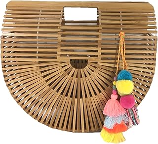 Blue Island Arc Large Bamboo Clutch Tassels, Natural/Multi