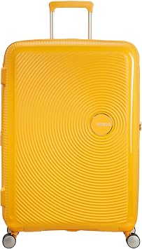 American Tourister Soundbox - Hard Shell Suitcase 77 cm Large - Trolley Suitcase with 4 wheels, TSA Lock, Expandable & Light - 97/110 L - Yellow (Golden Yellow)