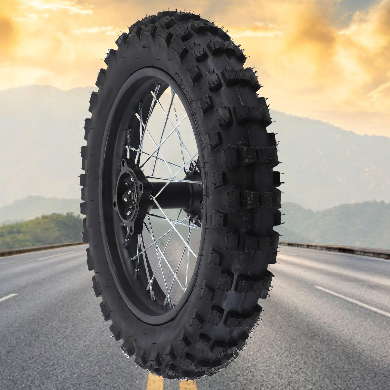 Luocute 14-calowy zespół Opony na felgę Tylnego Koła, Zamiennik 90/100-14 dla CRF70 90 110 125 140 150 160 Ml Dirt Monkey Bike, z osią 15 Mm, Przeznaczony do Motocykli Terenowych