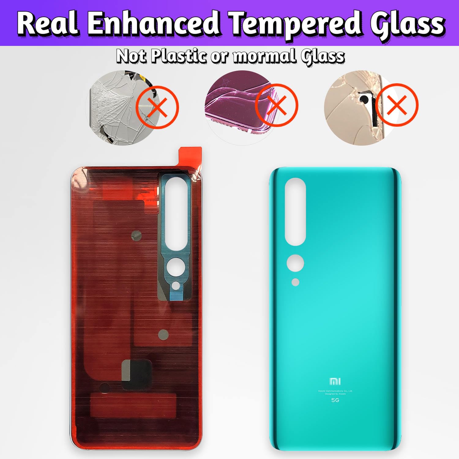 LUVSS Back Glass Cover Replacement Compitable for Xiaomi Mi 10 5G Rear Cover + Repair Manual DIY Tools Kit (Gray) - Image 2