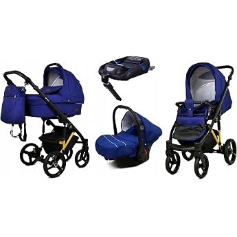 BabyLux  UZO 4-in-1 Pushchair Set Including Baby Carrycot Buggy Sports Seat Car Baby Seat ISOFIX Base Station Car Seat Pram Set Combination Pram with Changing Bag etc.