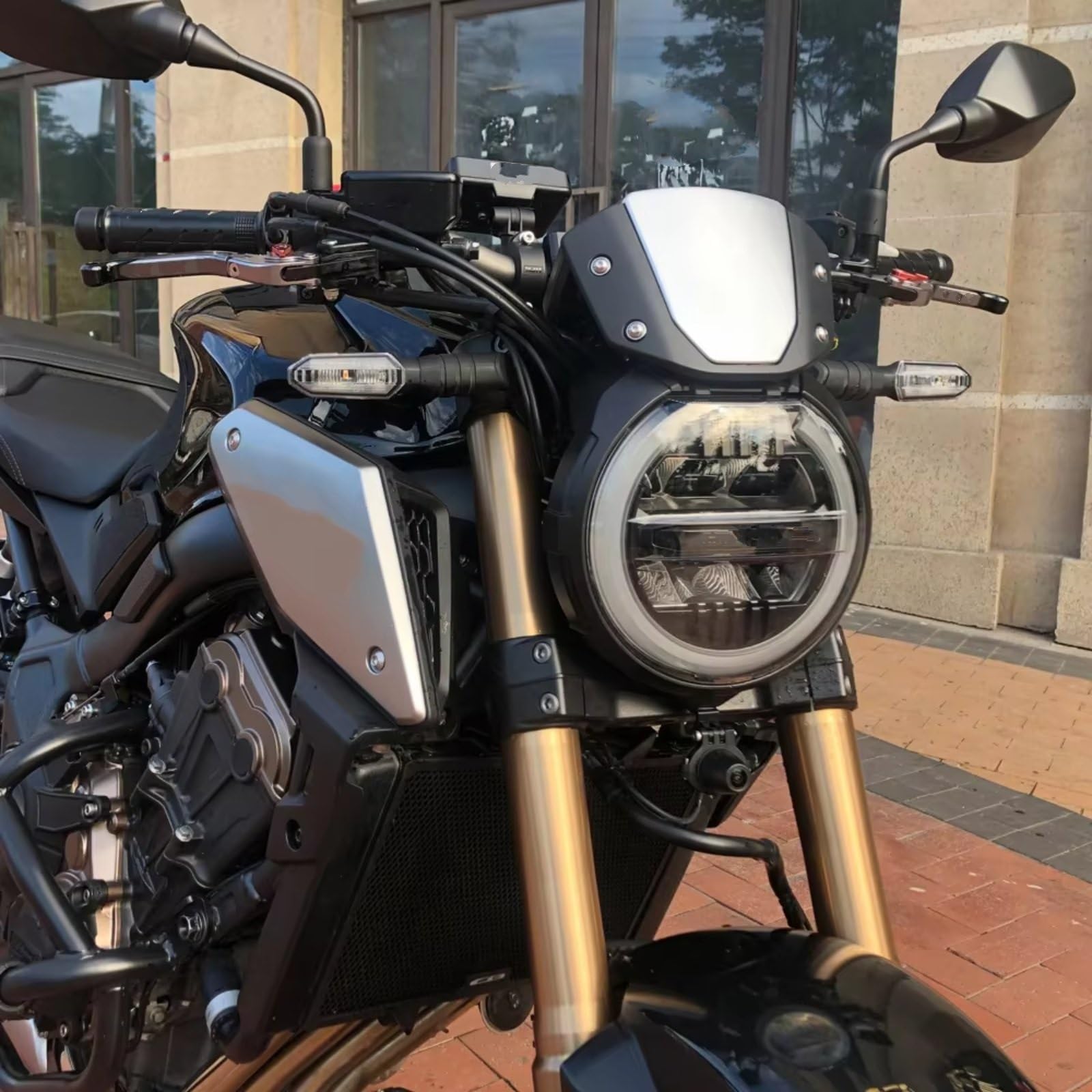 Pare-Brise de Moto pour CB650R 2019 2020 2021 2022 2023 et CB1000R 2018 2019 2020, Déflecteur de Vent Avant, Noir Brillant, Installation Auto-Adhésif