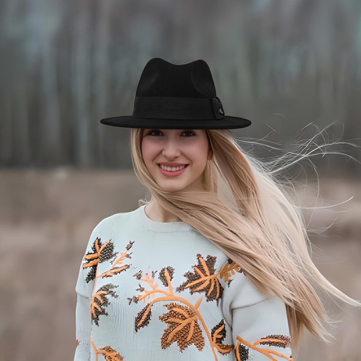 100% Wool Fedora Trilby Hat Classic Wide Brim Panama Felt Hats - Image 4