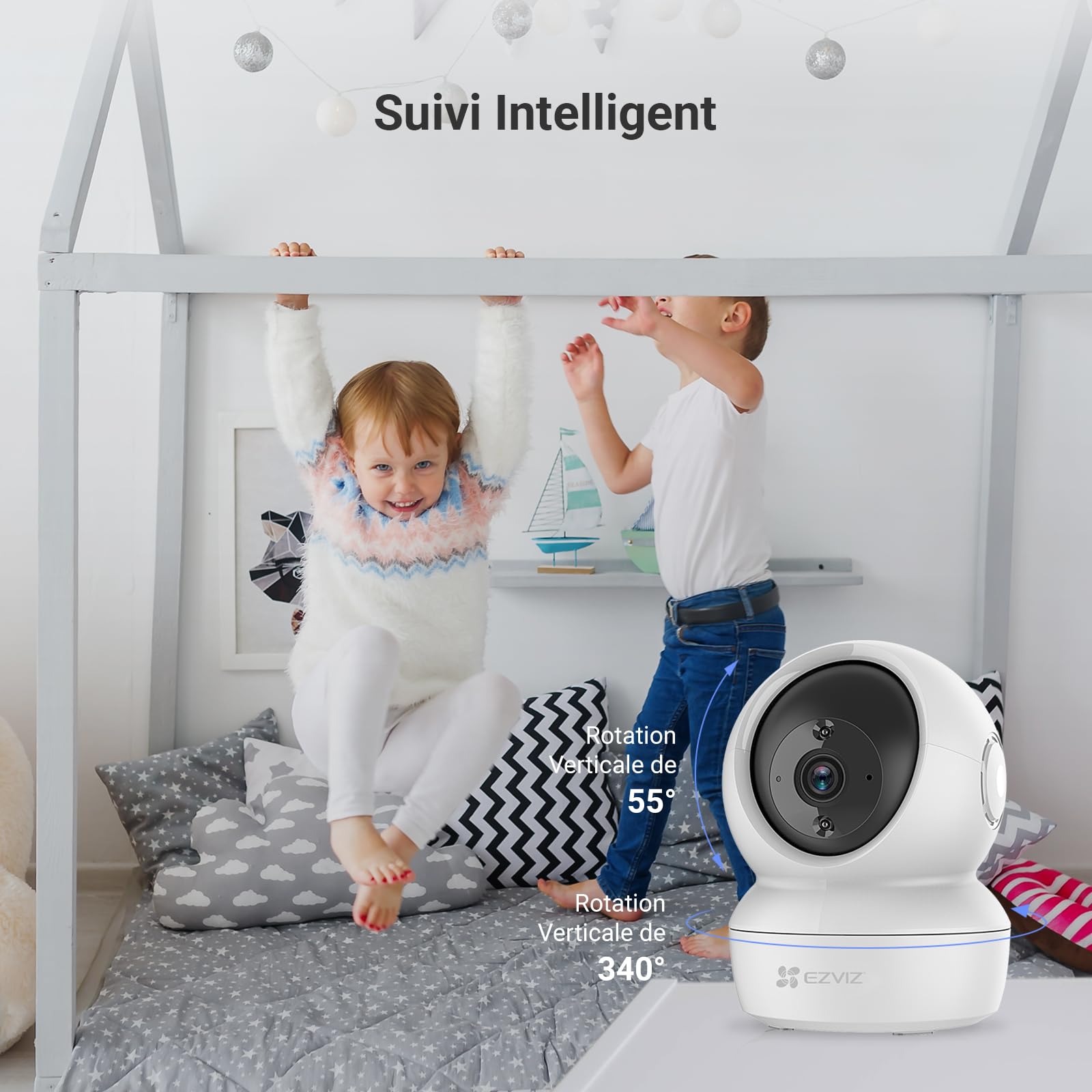 EZVIZ C6N Caméra Surveillance WiFi Intérieure 1080p, Pan/Tilt 360°, Vision Nocturne, Détection Mouvement