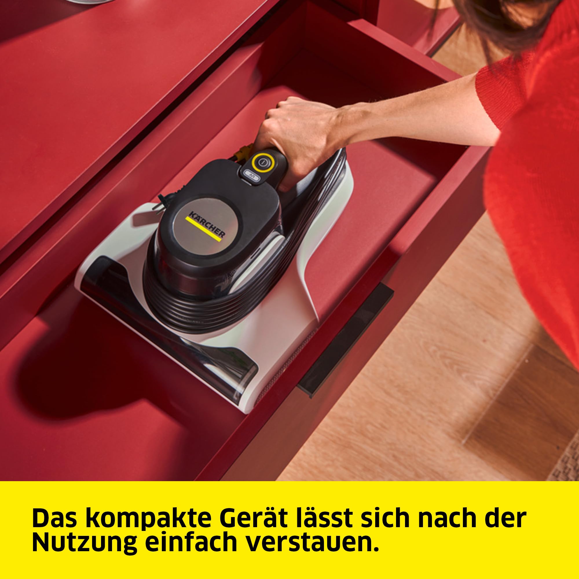 KÄRCHER Matratzenreiniger VCH 4 UVClean, hygienische Tiefenreinigung mit UV-C-Licht, Klopfwalze und Saugfunktion, Leistung: 500 Watt, Gewicht: 2,1 kg, beseitigt Milben und Bakterien, für Allergiker