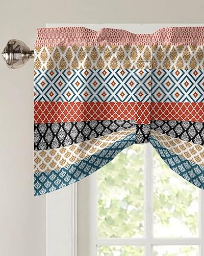 Miniatura 3 de BestLives Cenefa de amarre para ventanas, estilo bohemio, tribal, a rayas, vintage, con bolsillo para barra, tratamiento de ventana, estilo bohemio,