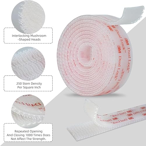 Miniatura 3 de 3M Dual Lock SJ3560 - Cinta adhesiva de bloqueo doble de 1 pulgada × 6 pies, transparente, 2 unidades, cinta adhesiva de bloqueo de gancho para