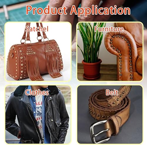 Miniatura 7 de Tanstic 603 piezas de remaches de cuero, 3 tamaños, 4 colores, remaches de doble tapa, remaches de metal tubulares planos con kit de herramientas de