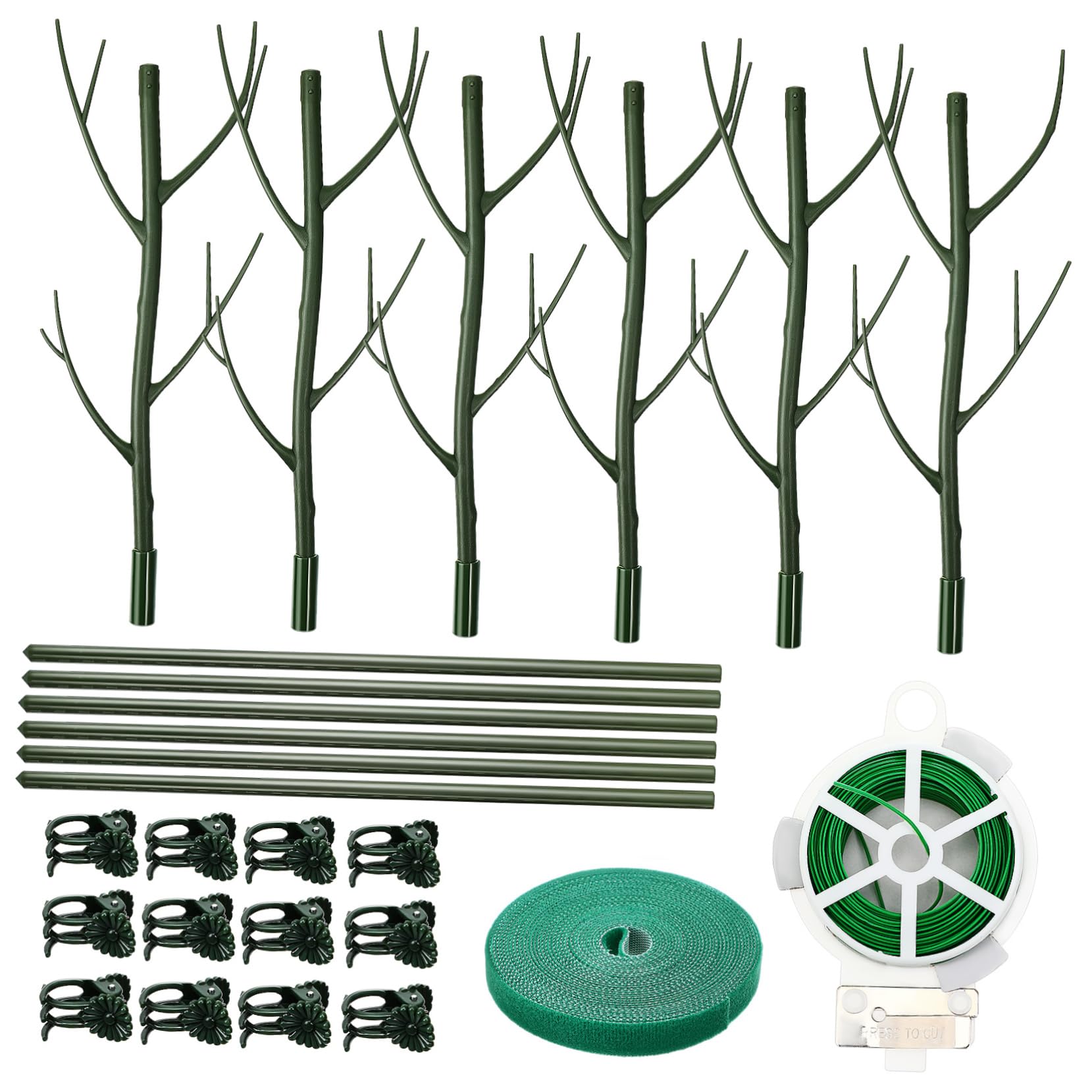 UKCOCO Tuteurs pour Plantes Monstera, 1 Set en Plastique Vert, Clips et Liens Torsadés, Support Solide pour Plantes Grimpantes, Intérieur et Jardin