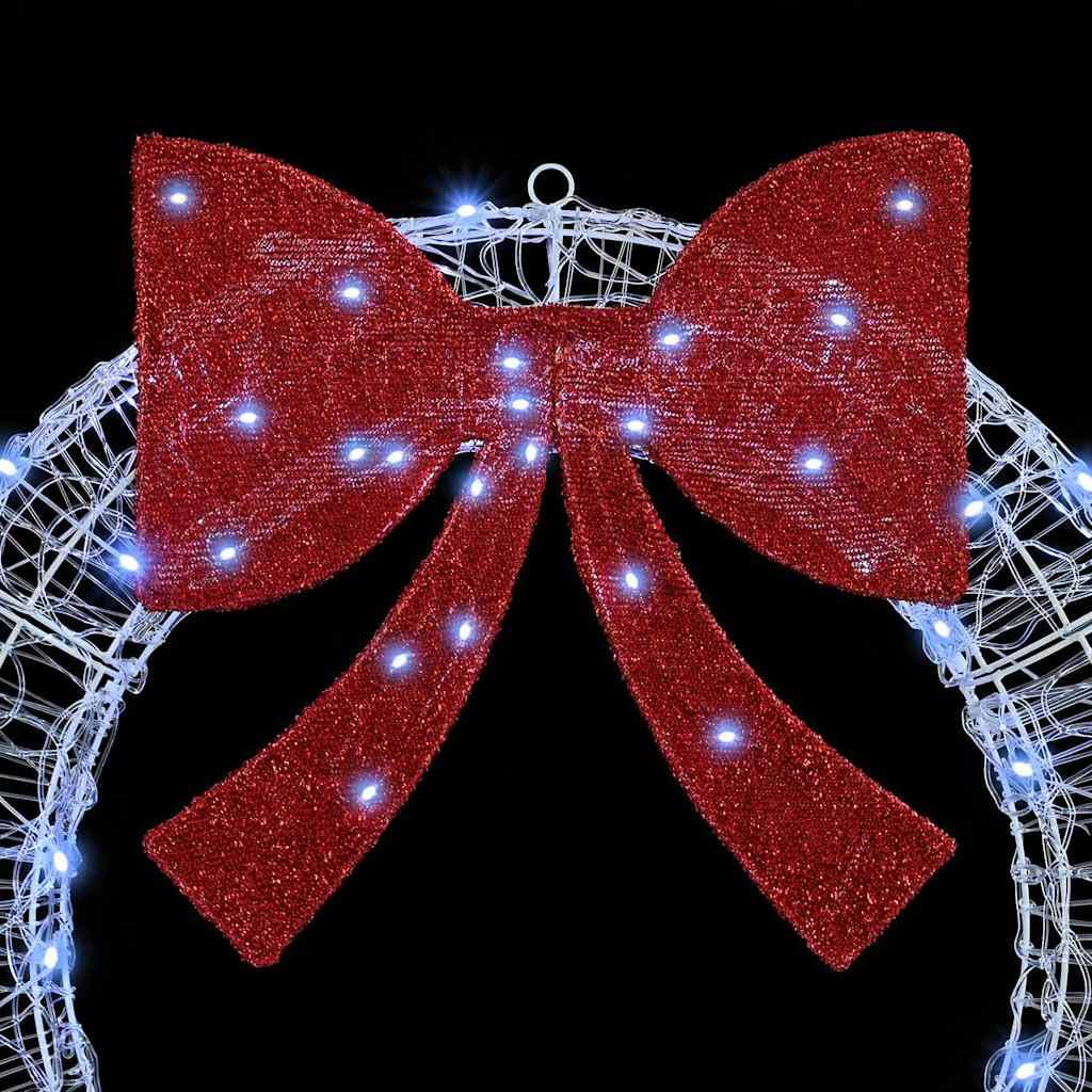 Mangloder Acryl Kranz mit 150 LEDs Kaltweiß 120 cm, USB, Fernbedienung, Weihnachtsdeko für innen und geschützten Außenbereich, moderne Deko mit Schleife, winterliche Fensterdeko