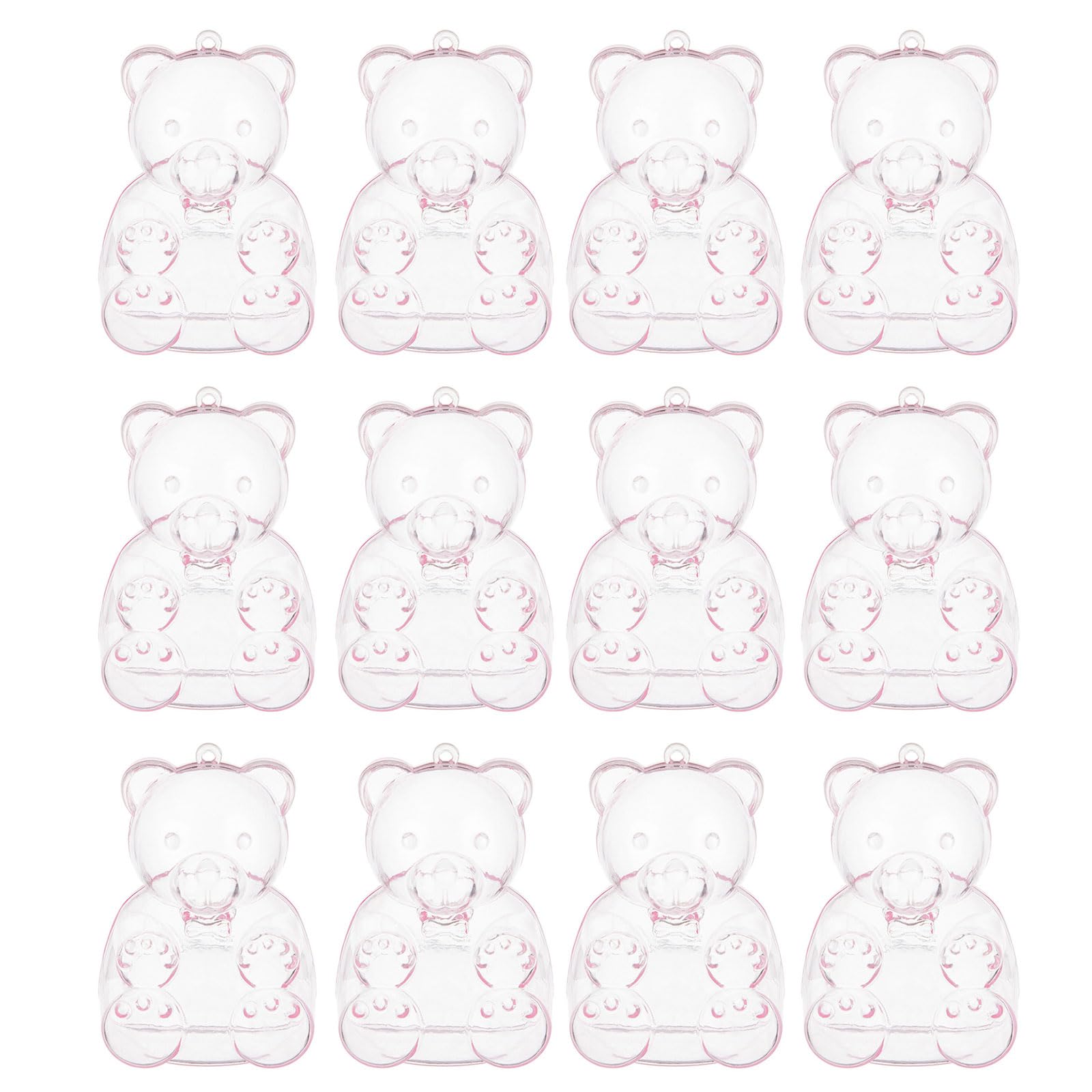 Oxxggkao A Lejiaju 12Pcs Bear Shaped Candy Case With Lid Clear Birthdays Sweets Holders Storage Containers For Jewelry Snacks