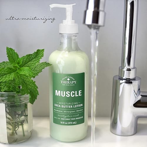 Miniatura 4 de Village Naturals Therapy Muscle Loción de manteca de karité, aroma a menta de eucalipto, 16 onzas líquidas, paquete de 3