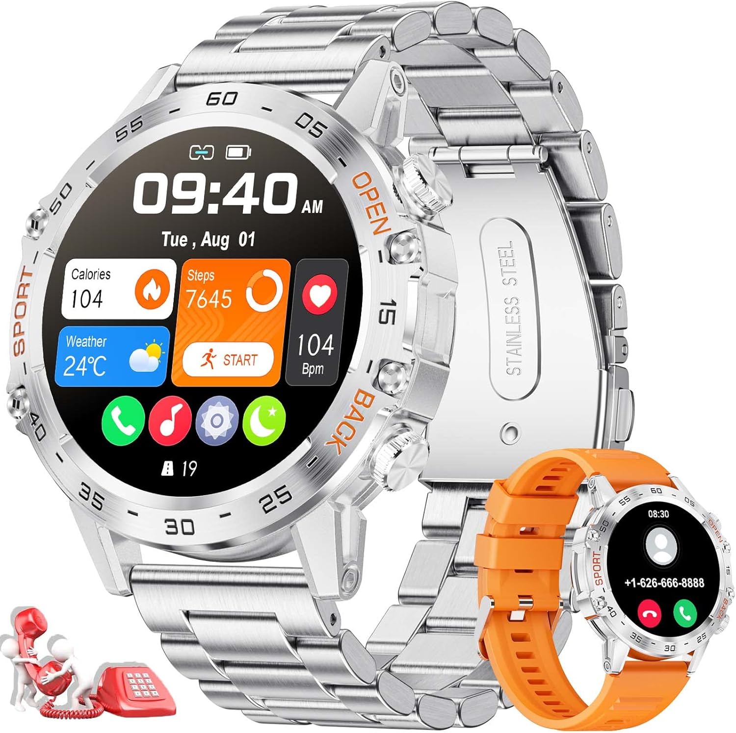 Men Smart Watch Bluetooth Answer/Make Call for Android iOS Phone 400
