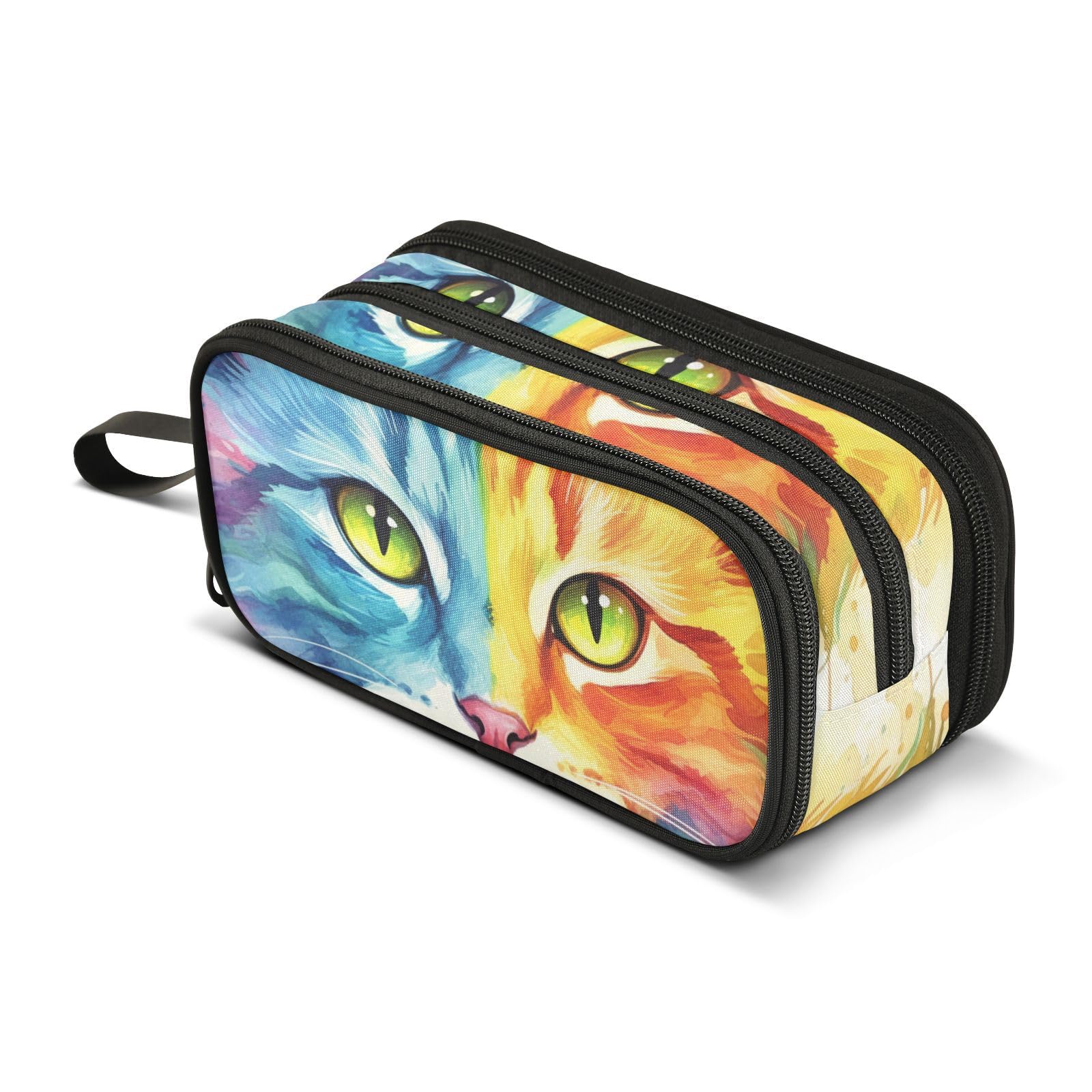 ISAOA Big Capacity Pencil Cases Blue Red Cat Pouch Bag Large Pen Bag Stationery Bag for Girls Boys Student Adults Zipper Pencil Pouch