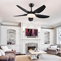 Mpayel 117 cm Mennyezeti Ventilátor Távirányítóval, 5 Lapáttal, 6 Fokozat, Dimmelhető, Fekete 6