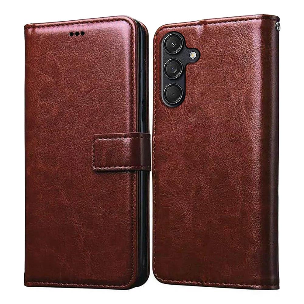 amazon basics Flip Leather Mobile Cover (Soft & Flexible Back case) for Samsung Galaxy M55 5G / M55s 5G / F55 5G(Brown) (B0D11W6KKW) Amazon Price History, Amazon Price Tracker