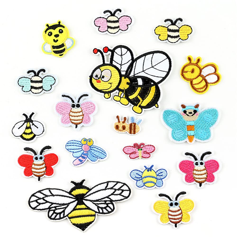 60 Stück Bienen Aufnäher Zum Aufbügeln - Süße Bestickte Applikationen Für Kleidung, Jeans & DIY Projekte
