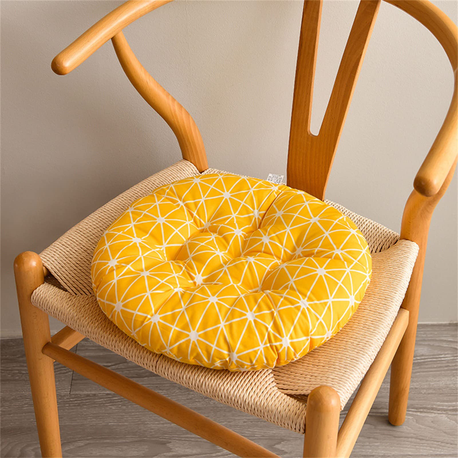 Hixingo Cojin para Silla de Salon, Cojines para Sillas de Comedor Cojin para Silla Nordica Antideslizante Suave Cojines de Asiento for Home Kitchen Garden Oficina Gaming (40x40CM,Triángulo Amarillo)