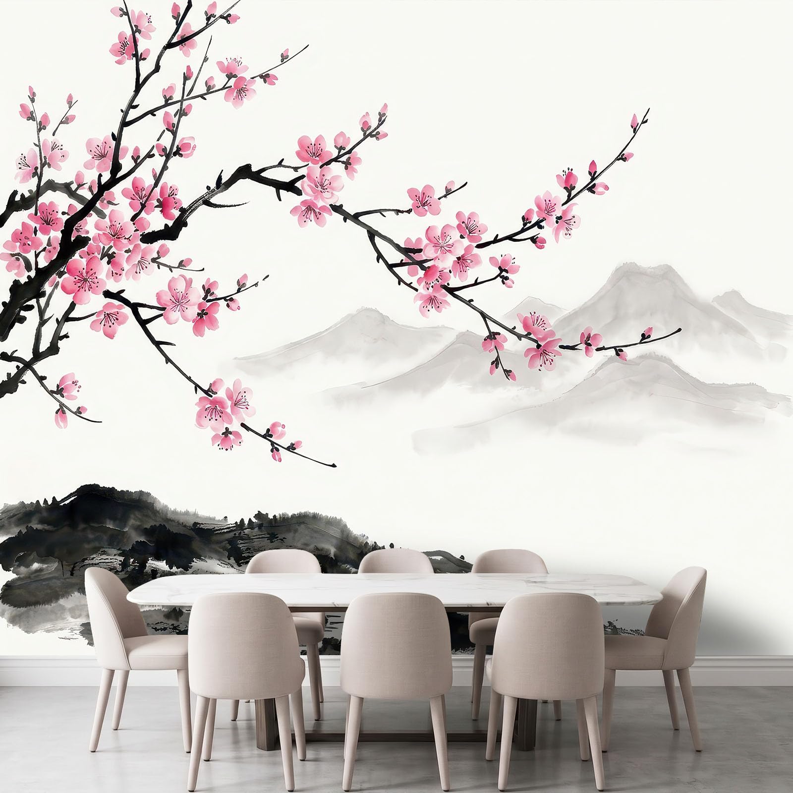 Tradycyjne rośliny, kwiaty, góry, fototapeta, fototapeta, 500 x 280 cm, flizelina, fototapeta, salon, sypialnia, pokój dziecięcy, telewizor, sofa, tło rodzinne, dekoracja ścienna, beżowa