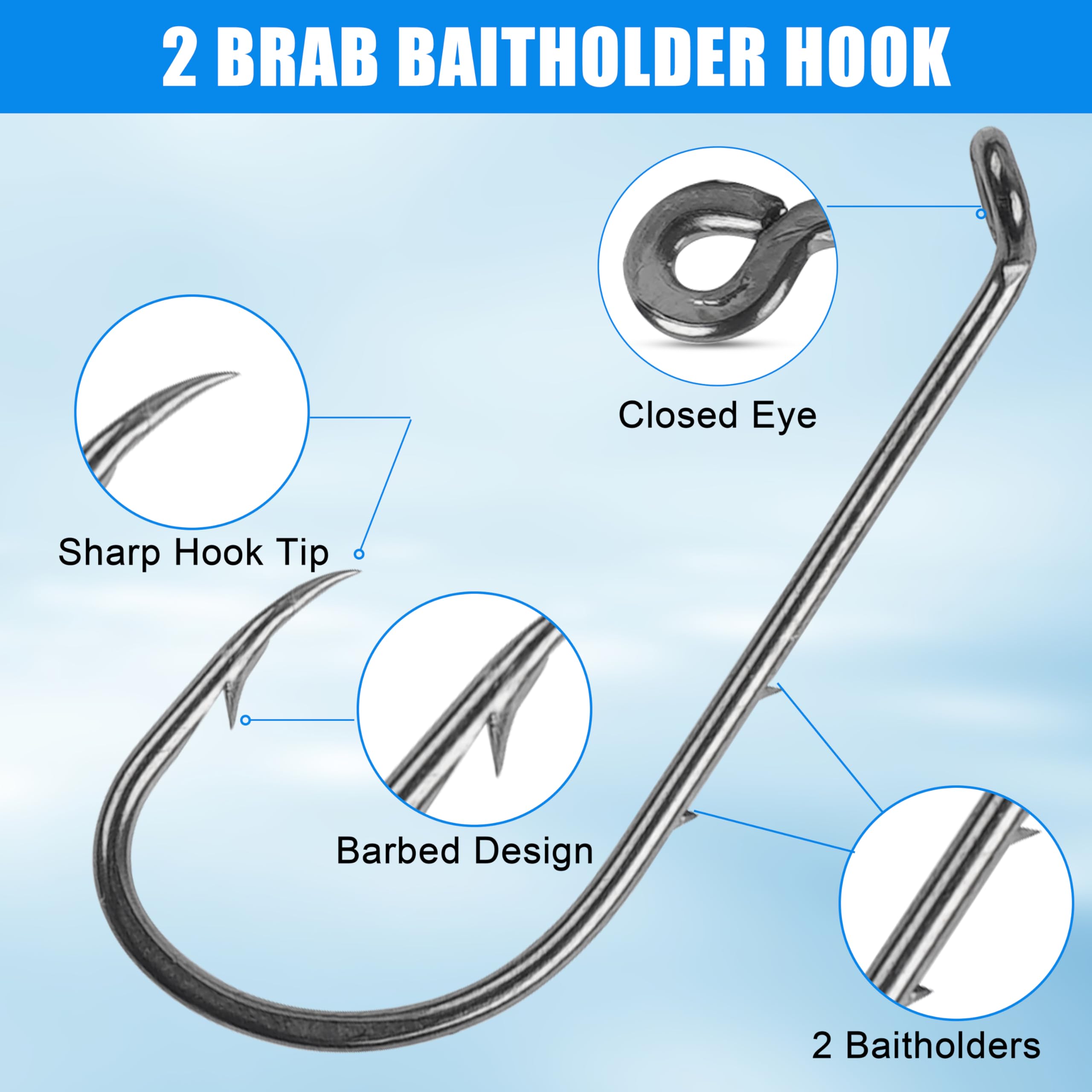 Wire Leader Hooks Rig, 30pcs Baitholder Fishing Hook Rigs Surf Fishing Leader Rigs Steel Wire Leader with Baitholder Hooks Swivel Bass Catfish Fishing Lure Rig