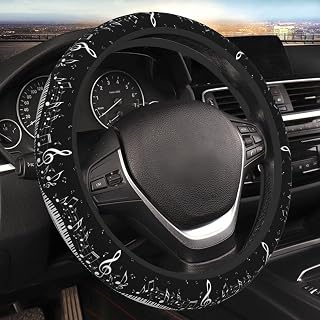 Music Note Piano Keys Cute Steering Wheel Cover for Women Men | Universal 15 Inch Car Accessories Protector, Non-Slip Stylish Design, Fit for Cars, Auto, SUVs