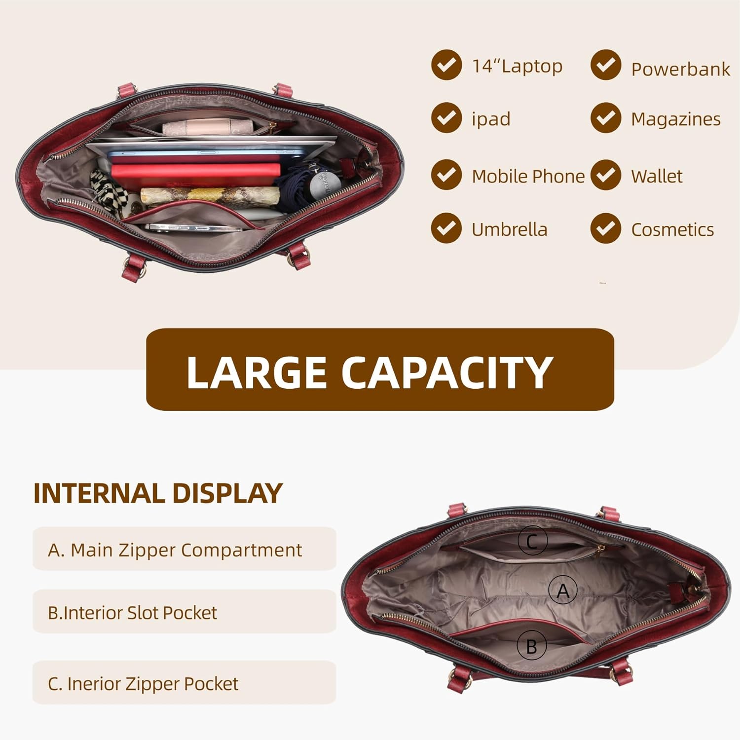 Purses and Handbags for Women Tote Bag Shoulder Bag Top Handle Satchel Purse Set with Wallet Large Work Tote 3pcs - Image 5