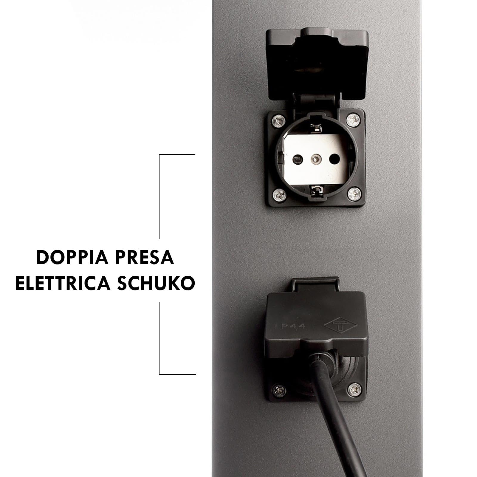 Planetitaly – FACADO – Colonnina Elettrica da Giardino LED con 2 Prese Elettriche - Torretta Illuminazione IP54, E27, 230V (1000mm)