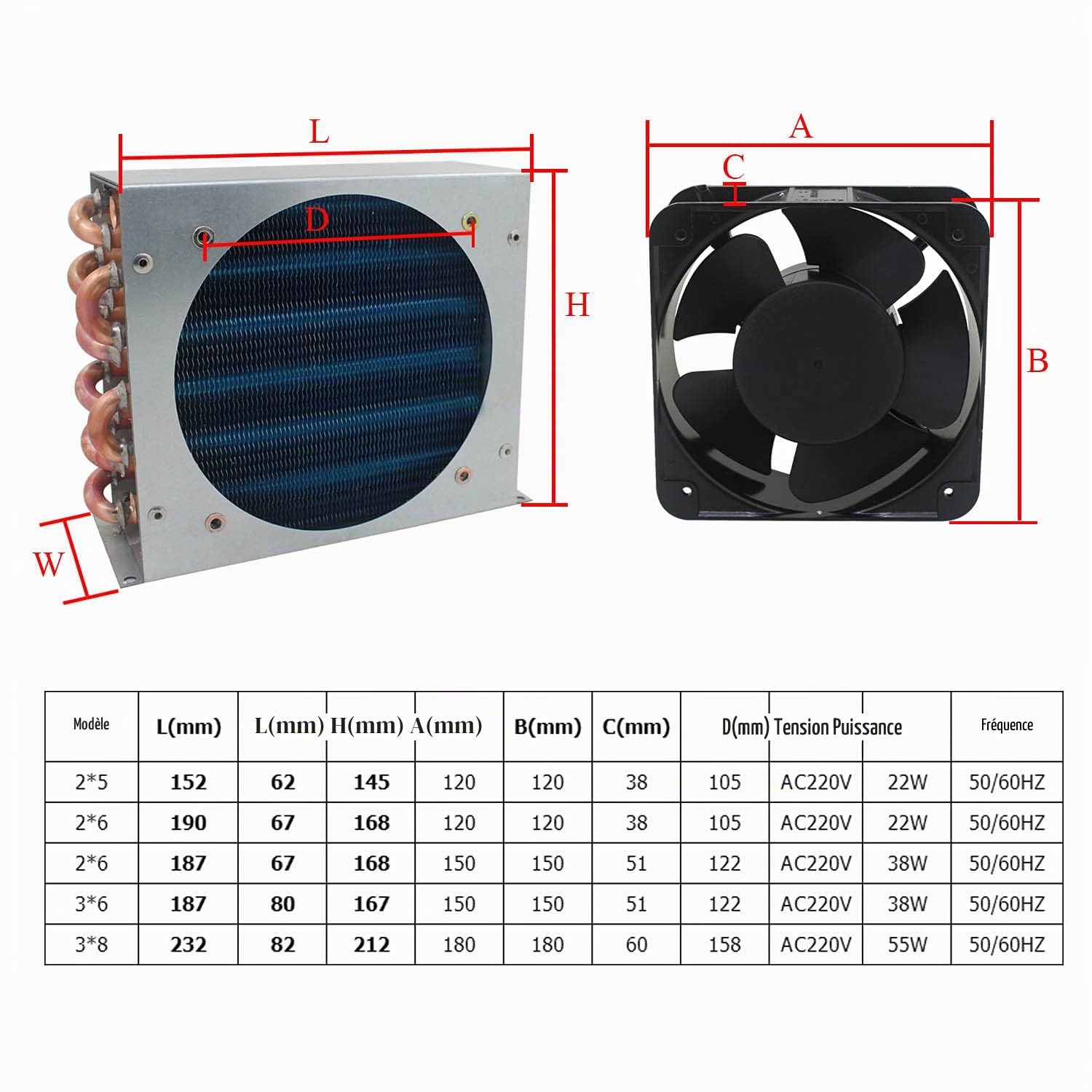 Echangeur chaleur condensateur frigo refroidisseur d'huile eau industriel evaporateur chambre froide congelateur