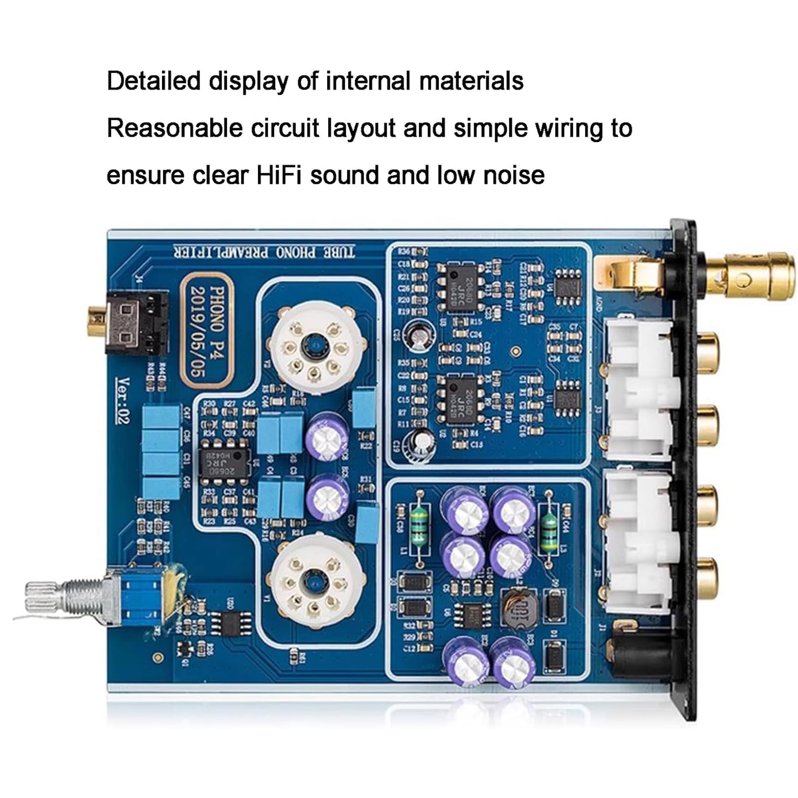 MObyat Mini Preamplificador Hi-Fi, Preamplificador De Fono con Tubo De Vacío, Tubos Reemplazables/Entrada Auxiliar De 3,5 Mm/Interruptor Entre 3 Modos: 39, 42 O 45 DB, para Tocadiscos